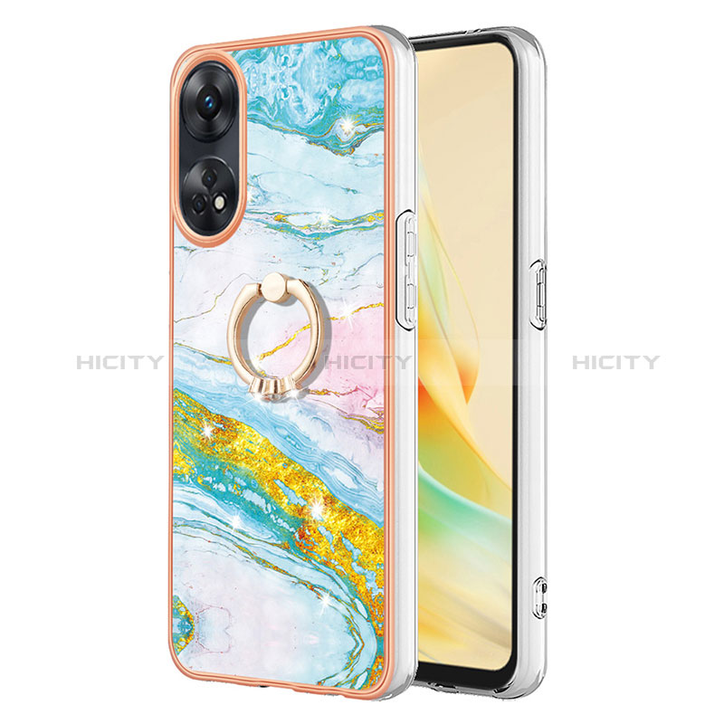 Handyhülle Silikon Hülle Gummi Schutzhülle Flexible Modisch Muster mit Fingerring Ständer YB5 für Oppo Reno8 T 4G groß