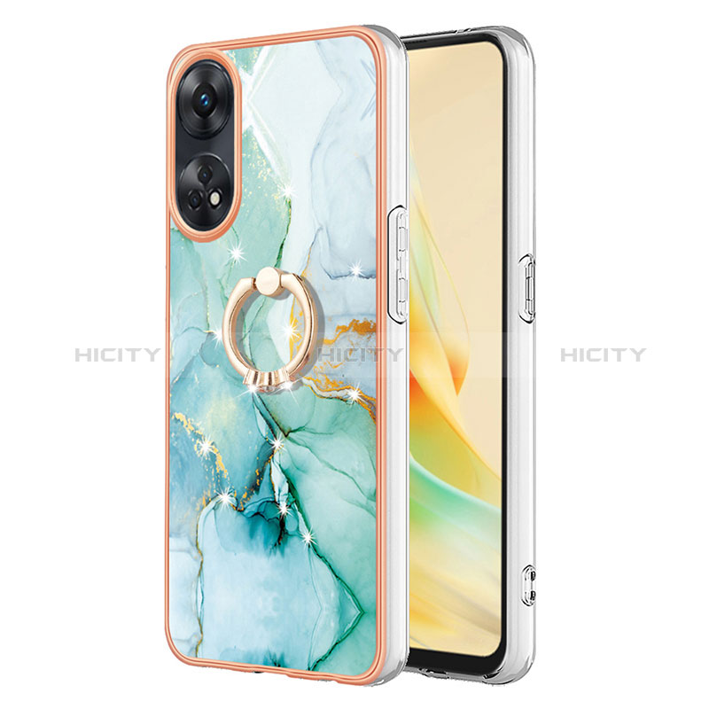 Handyhülle Silikon Hülle Gummi Schutzhülle Flexible Modisch Muster mit Fingerring Ständer YB5 für Oppo Reno8 T 4G Grün Plus