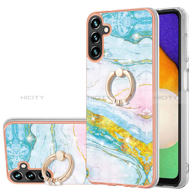 Handyhülle Silikon Hülle Gummi Schutzhülle Flexible Modisch Muster mit Fingerring Ständer YB5 für Samsung Galaxy A34 5G