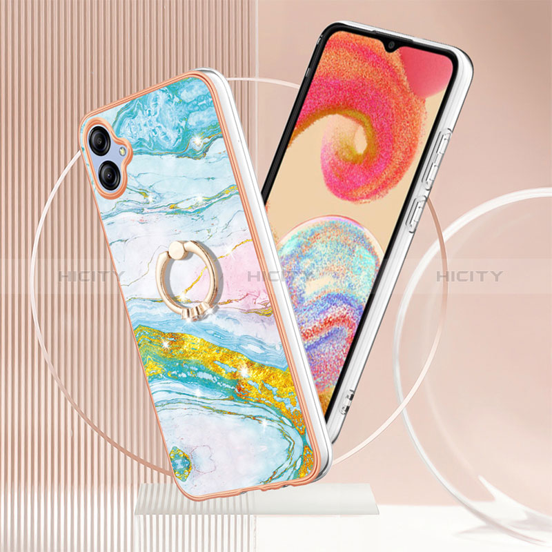 Handyhülle Silikon Hülle Gummi Schutzhülle Flexible Modisch Muster mit Fingerring Ständer YB5 für Samsung Galaxy M04 groß