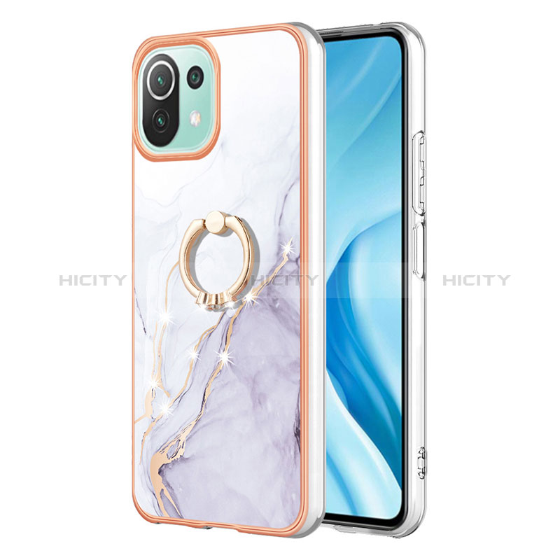 Handyhülle Silikon Hülle Gummi Schutzhülle Flexible Modisch Muster mit Fingerring Ständer YB5 für Xiaomi Mi 11 Lite 4G