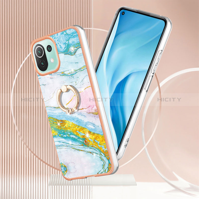 Handyhülle Silikon Hülle Gummi Schutzhülle Flexible Modisch Muster mit Fingerring Ständer YB5 für Xiaomi Mi 11 Lite 4G