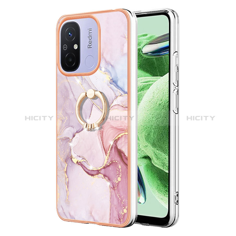 Handyhülle Silikon Hülle Gummi Schutzhülle Flexible Modisch Muster mit Fingerring Ständer YB5 für Xiaomi Poco C55 Rosa Plus