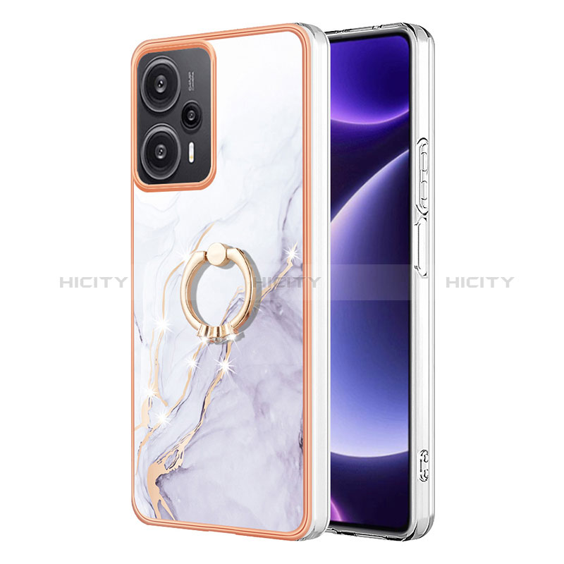 Handyhülle Silikon Hülle Gummi Schutzhülle Flexible Modisch Muster mit Fingerring Ständer YB5 für Xiaomi Poco F5 5G groß