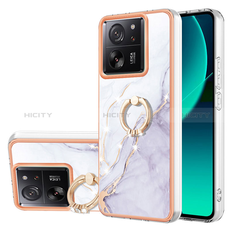 Handyhülle Silikon Hülle Gummi Schutzhülle Flexible Modisch Muster mit Fingerring Ständer YB5 für Xiaomi Redmi K60 Ultra 5G Weiß Plus