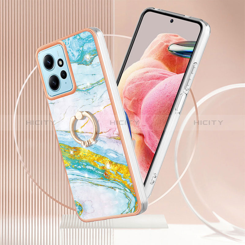 Handyhülle Silikon Hülle Gummi Schutzhülle Flexible Modisch Muster mit Fingerring Ständer YB5 für Xiaomi Redmi Note 12 4G