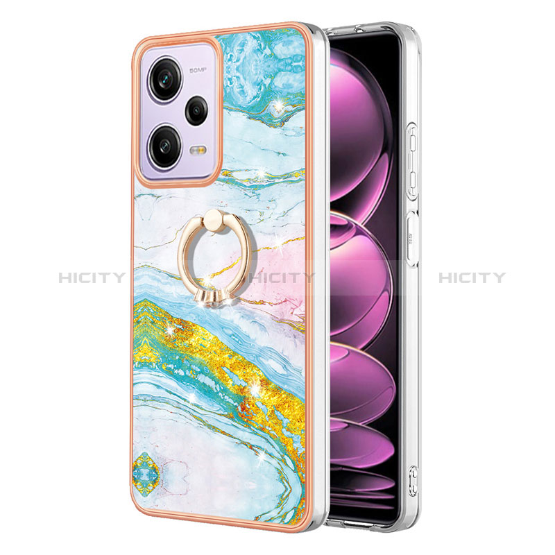 Handyhülle Silikon Hülle Gummi Schutzhülle Flexible Modisch Muster mit Fingerring Ständer YB5 für Xiaomi Redmi Note 12 Pro 5G Bunt