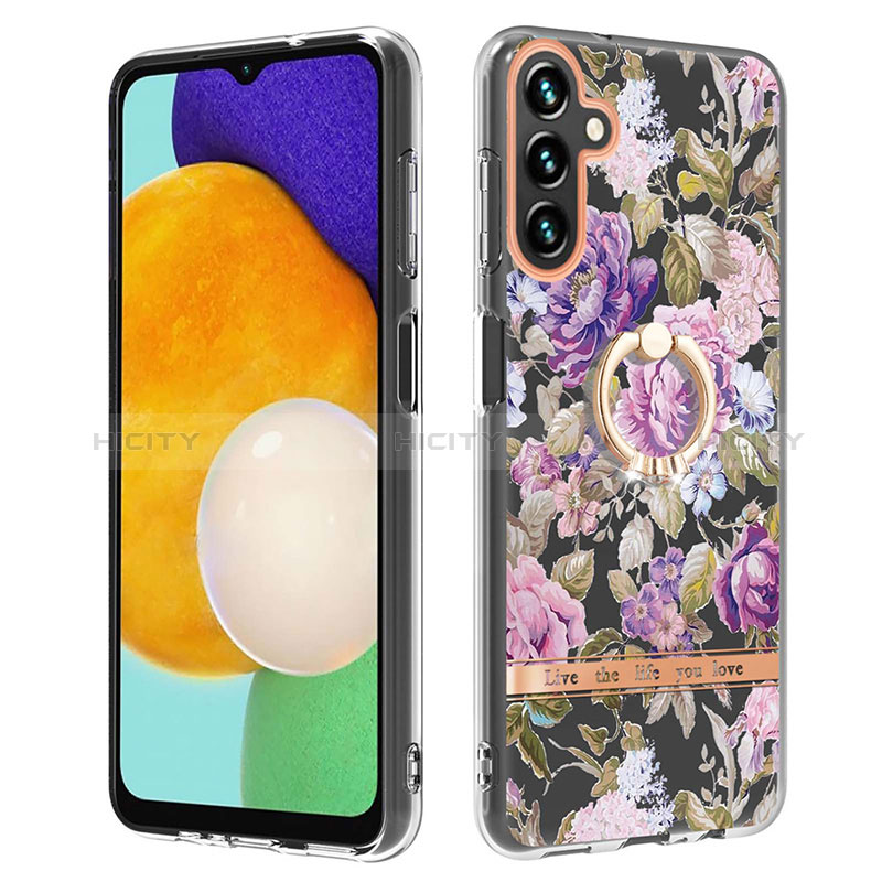 Handyhülle Silikon Hülle Gummi Schutzhülle Flexible Modisch Muster mit Fingerring Ständer YB6 für Samsung Galaxy A34 5G