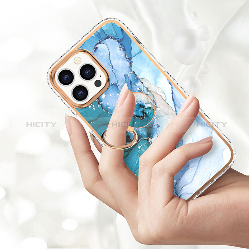Handyhülle Silikon Hülle Gummi Schutzhülle Flexible Modisch Muster mit Fingerring Ständer YJ1 für Apple iPhone 13 Pro Max