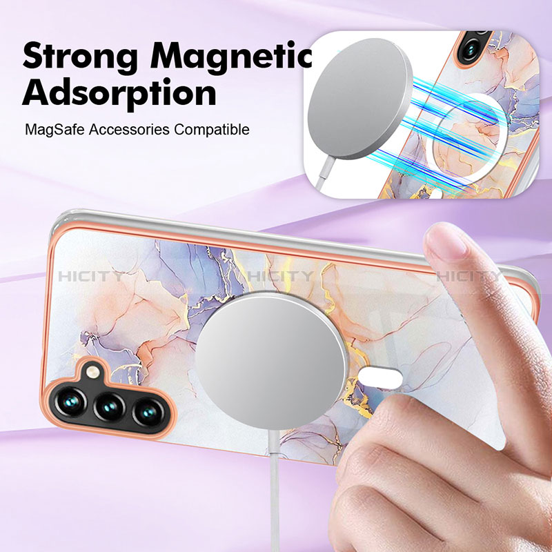 Handyhülle Silikon Hülle Gummi Schutzhülle Flexible Modisch Muster mit Mag-Safe Magnetic Magnetisch für Samsung Galaxy A34 5G groß