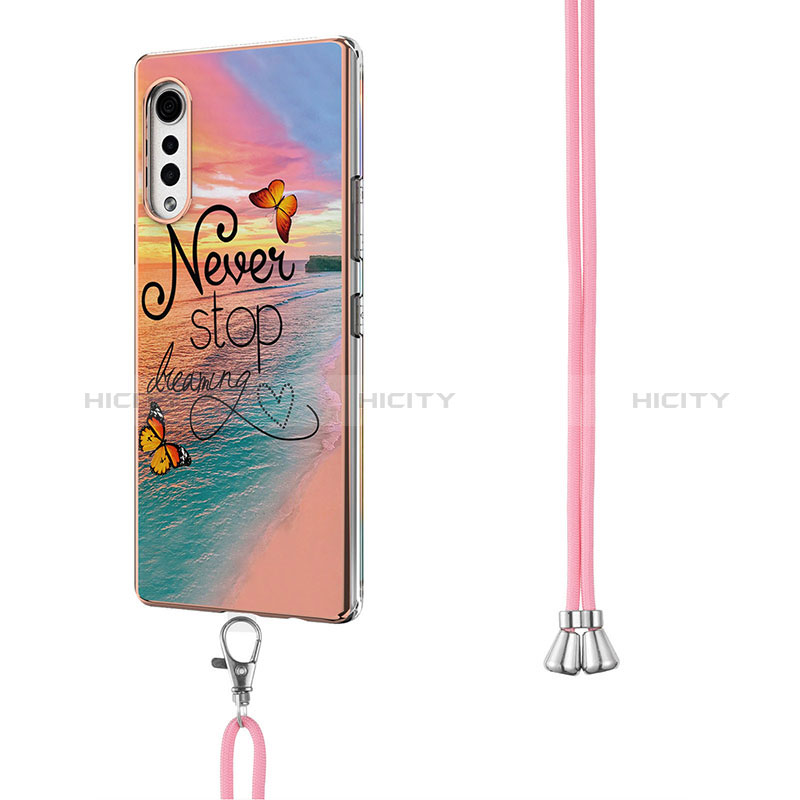 Handyhülle Silikon Hülle Gummi Schutzhülle Flexible Modisch Muster mit Schlüsselband Lanyard Y01B für LG Velvet 4G Plusfarbig Plus