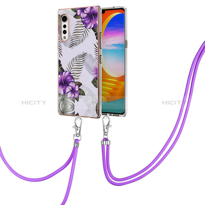 Handyhülle Silikon Hülle Gummi Schutzhülle Flexible Modisch Muster mit Schlüsselband Lanyard Y01B für LG Velvet 5G groß