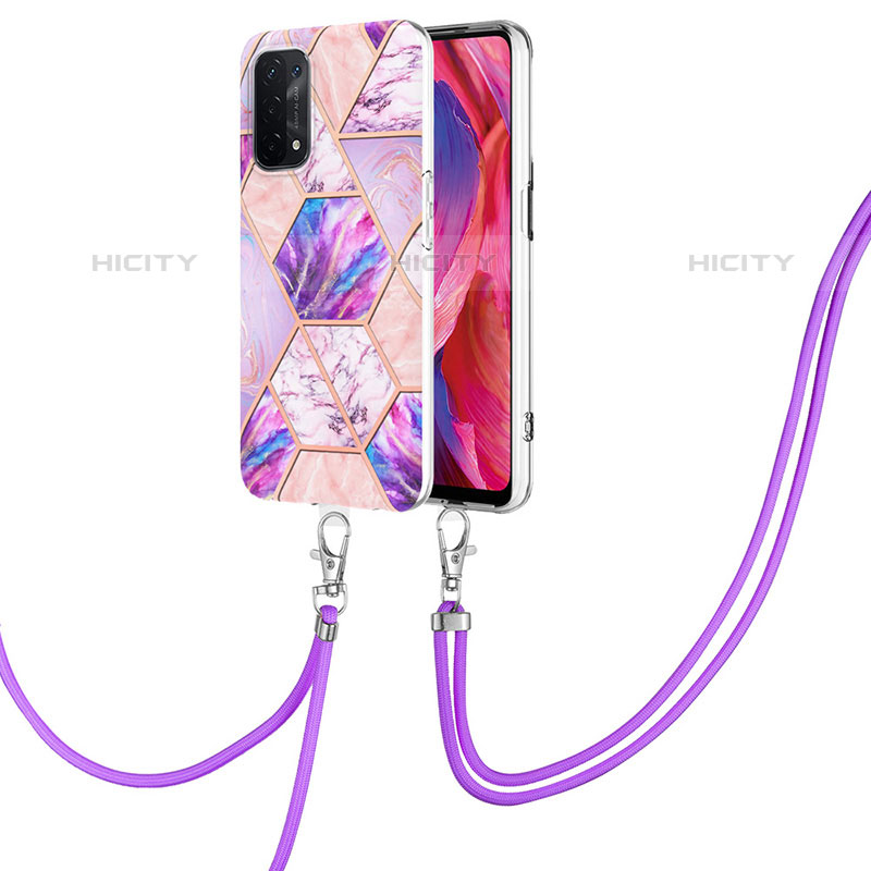 Handyhülle Silikon Hülle Gummi Schutzhülle Flexible Modisch Muster mit Schlüsselband Lanyard Y01B für OnePlus Nord N200 5G