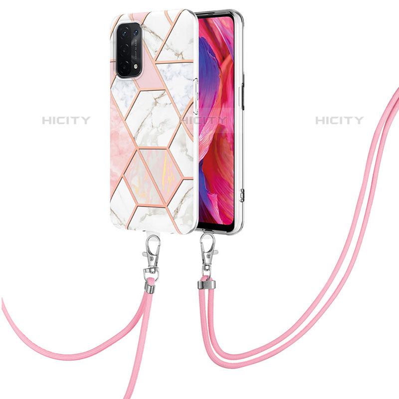 Handyhülle Silikon Hülle Gummi Schutzhülle Flexible Modisch Muster mit Schlüsselband Lanyard Y01B für OnePlus Nord N200 5G