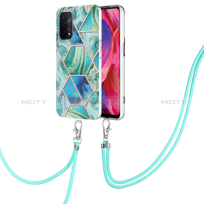 Handyhülle Silikon Hülle Gummi Schutzhülle Flexible Modisch Muster mit Schlüsselband Lanyard Y01B für Oppo A54 5G