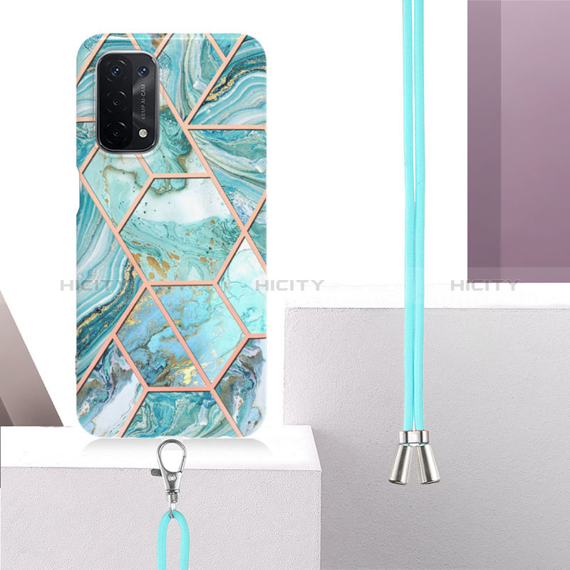 Handyhülle Silikon Hülle Gummi Schutzhülle Flexible Modisch Muster mit Schlüsselband Lanyard Y01B für Oppo A74 5G groß