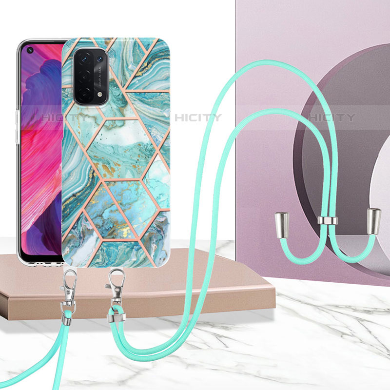 Handyhülle Silikon Hülle Gummi Schutzhülle Flexible Modisch Muster mit Schlüsselband Lanyard Y01B für Oppo A93 5G groß