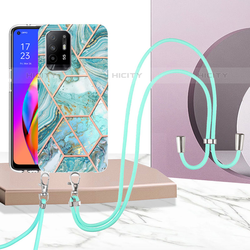 Handyhülle Silikon Hülle Gummi Schutzhülle Flexible Modisch Muster mit Schlüsselband Lanyard Y01B für Oppo A94 5G groß