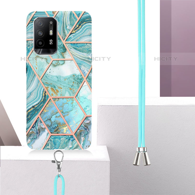 Handyhülle Silikon Hülle Gummi Schutzhülle Flexible Modisch Muster mit Schlüsselband Lanyard Y01B für Oppo F19 Pro+ Plus 5G groß