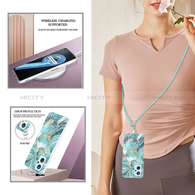 Handyhülle Silikon Hülle Gummi Schutzhülle Flexible Modisch Muster mit Schlüsselband Lanyard Y01B für Oppo K10 4G