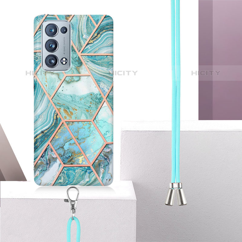 Handyhülle Silikon Hülle Gummi Schutzhülle Flexible Modisch Muster mit Schlüsselband Lanyard Y01B für Oppo Reno6 Pro 5G