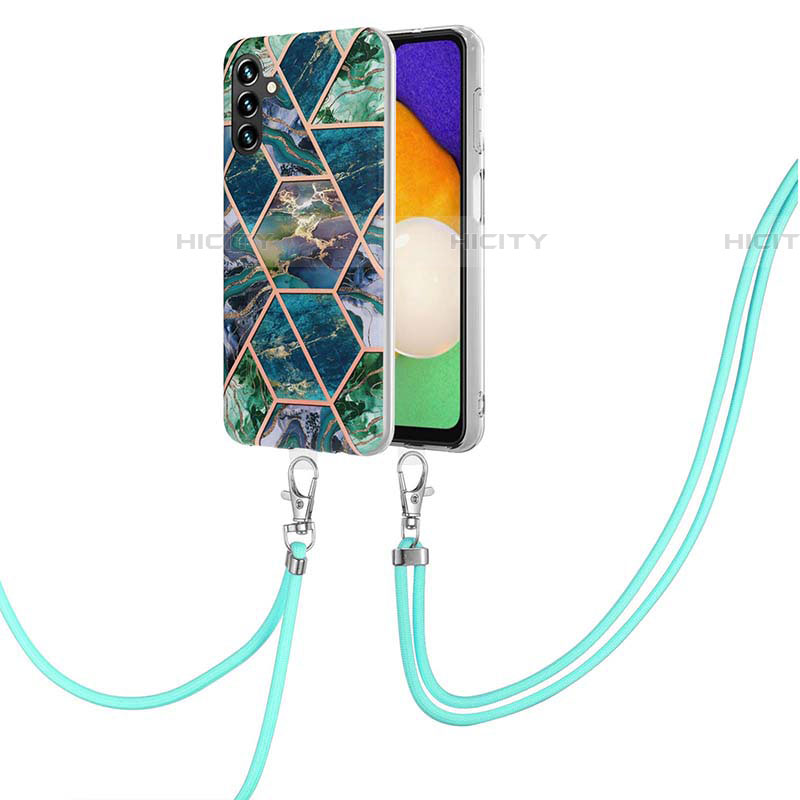 Handyhülle Silikon Hülle Gummi Schutzhülle Flexible Modisch Muster mit Schlüsselband Lanyard Y01B für Samsung Galaxy A04s groß