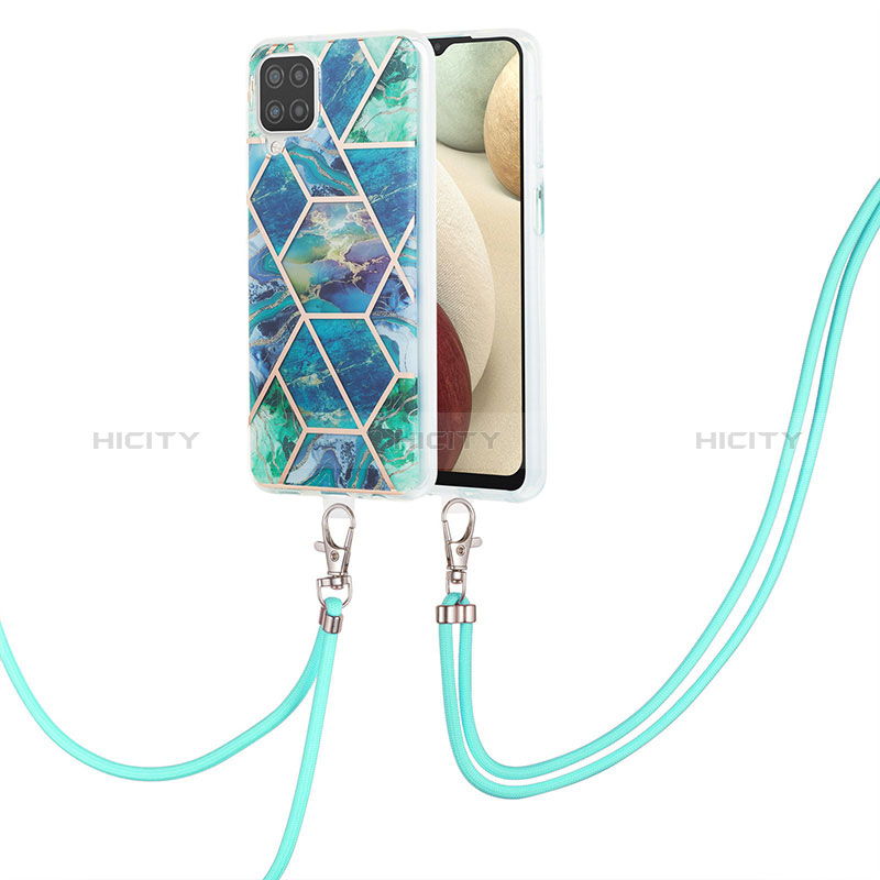 Handyhülle Silikon Hülle Gummi Schutzhülle Flexible Modisch Muster mit Schlüsselband Lanyard Y01B für Samsung Galaxy A12 5G