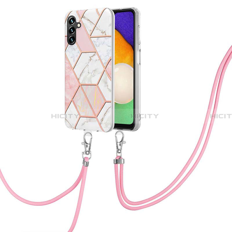 Handyhülle Silikon Hülle Gummi Schutzhülle Flexible Modisch Muster mit Schlüsselband Lanyard Y01B für Samsung Galaxy A13 5G groß