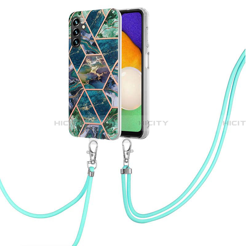 Handyhülle Silikon Hülle Gummi Schutzhülle Flexible Modisch Muster mit Schlüsselband Lanyard Y01B für Samsung Galaxy A13 5G groß