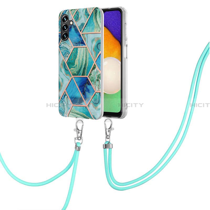 Handyhülle Silikon Hülle Gummi Schutzhülle Flexible Modisch Muster mit Schlüsselband Lanyard Y01B für Samsung Galaxy A13 5G groß