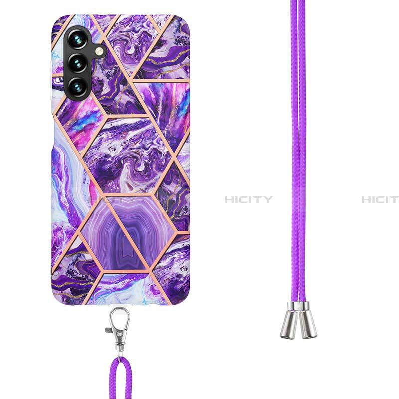 Handyhülle Silikon Hülle Gummi Schutzhülle Flexible Modisch Muster mit Schlüsselband Lanyard Y01B für Samsung Galaxy A13 5G