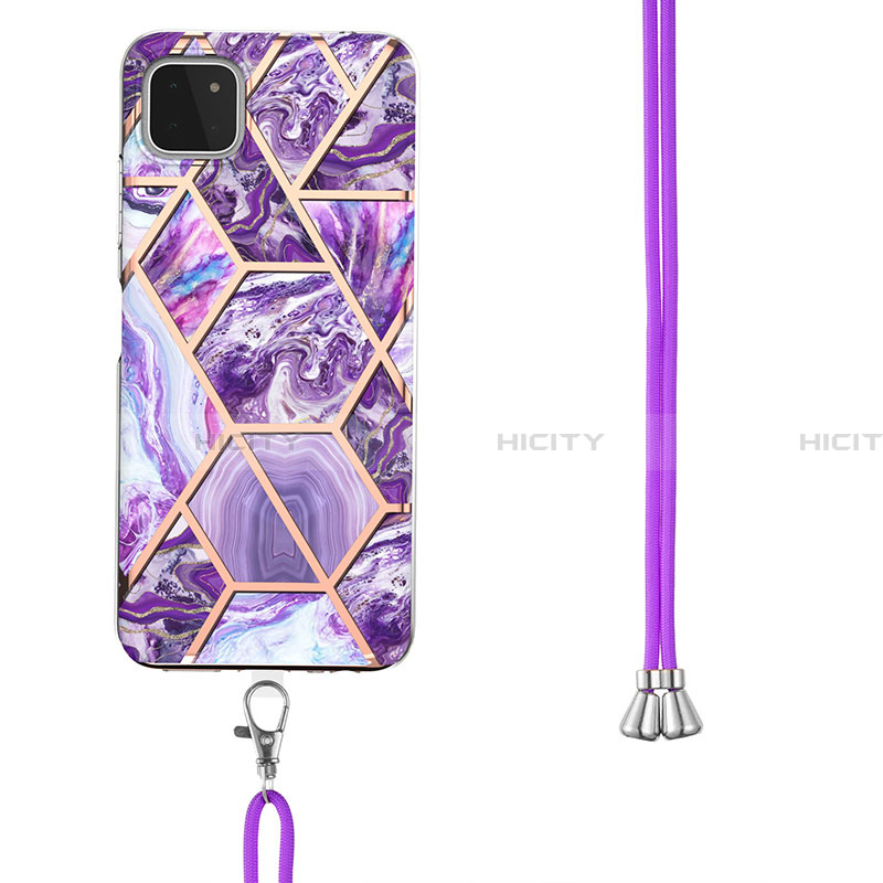 Handyhülle Silikon Hülle Gummi Schutzhülle Flexible Modisch Muster mit Schlüsselband Lanyard Y01B für Samsung Galaxy A22 5G