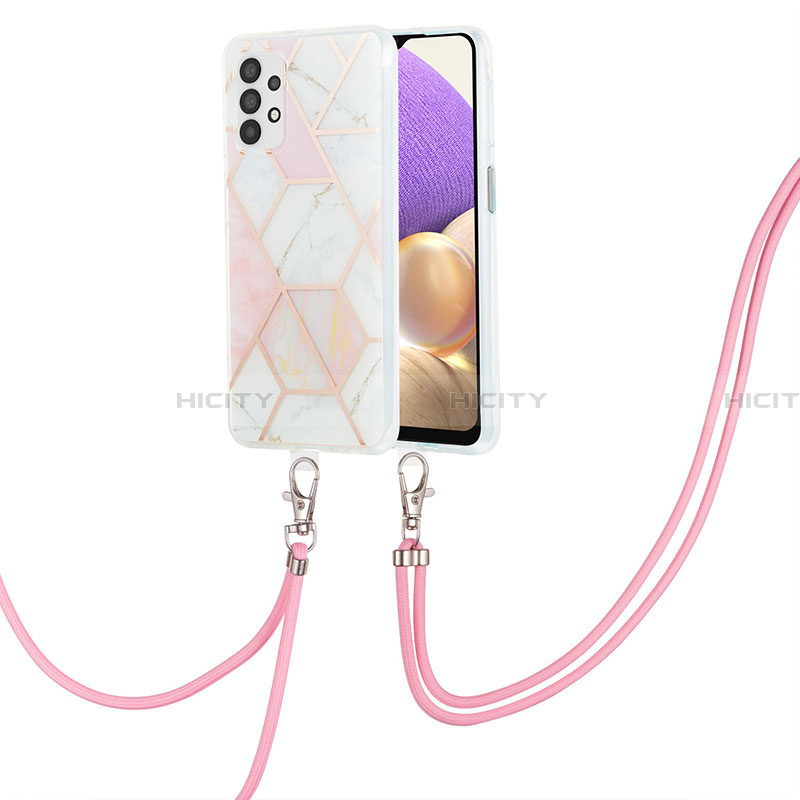 Handyhülle Silikon Hülle Gummi Schutzhülle Flexible Modisch Muster mit Schlüsselband Lanyard Y01B für Samsung Galaxy A23 4G groß