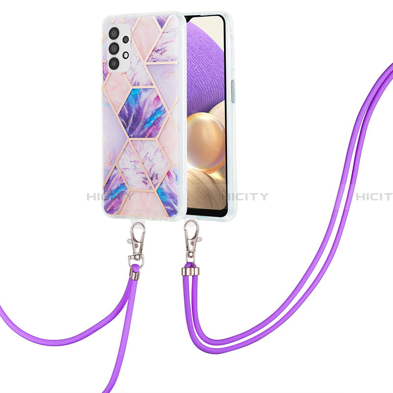 Handyhülle Silikon Hülle Gummi Schutzhülle Flexible Modisch Muster mit Schlüsselband Lanyard Y01B für Samsung Galaxy A23 4G