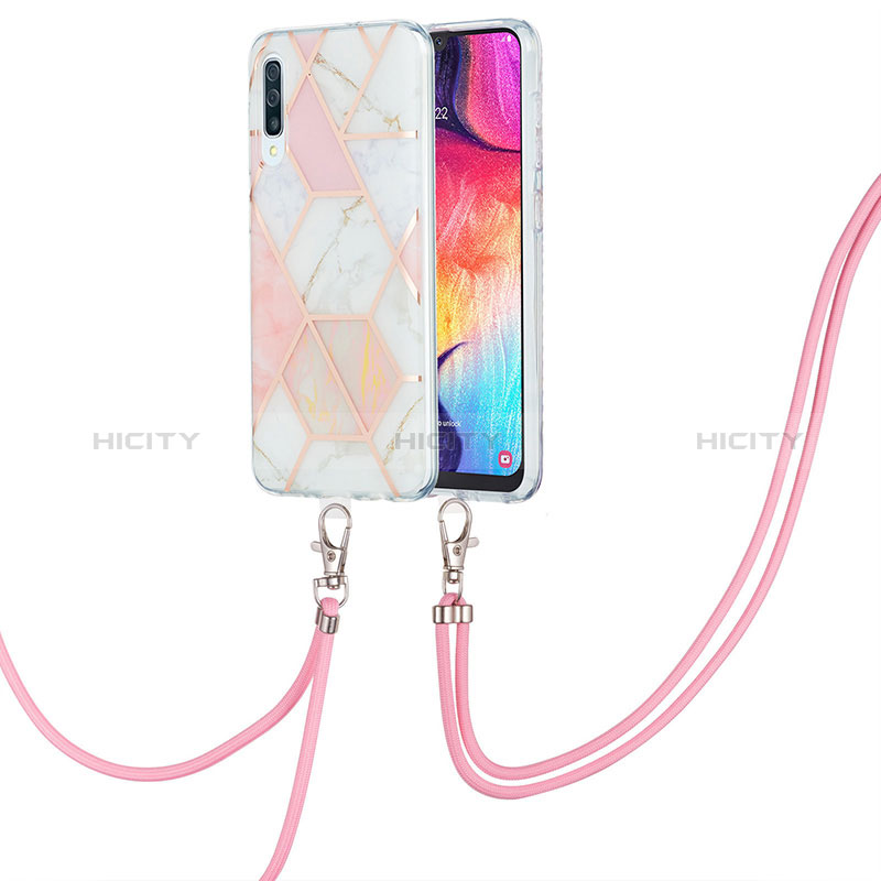 Handyhülle Silikon Hülle Gummi Schutzhülle Flexible Modisch Muster mit Schlüsselband Lanyard Y01B für Samsung Galaxy A30S groß