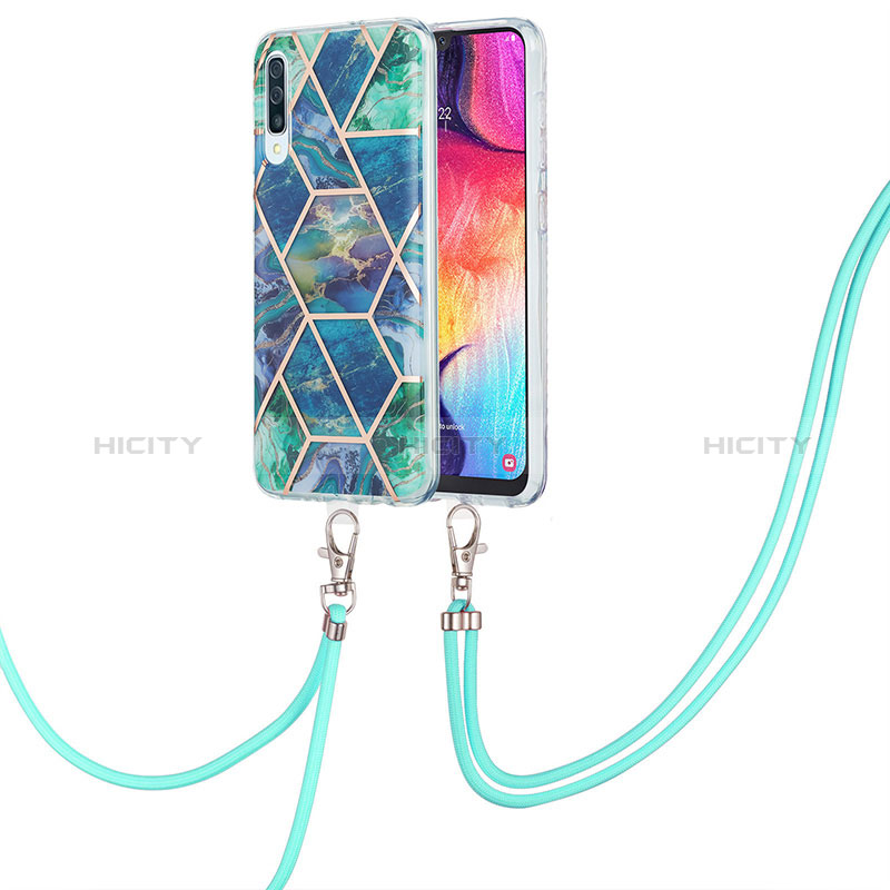 Handyhülle Silikon Hülle Gummi Schutzhülle Flexible Modisch Muster mit Schlüsselband Lanyard Y01B für Samsung Galaxy A30S groß