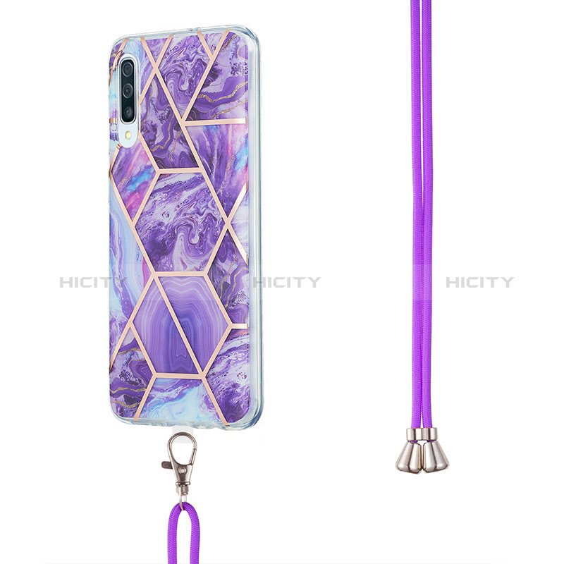 Handyhülle Silikon Hülle Gummi Schutzhülle Flexible Modisch Muster mit Schlüsselband Lanyard Y01B für Samsung Galaxy A30S groß