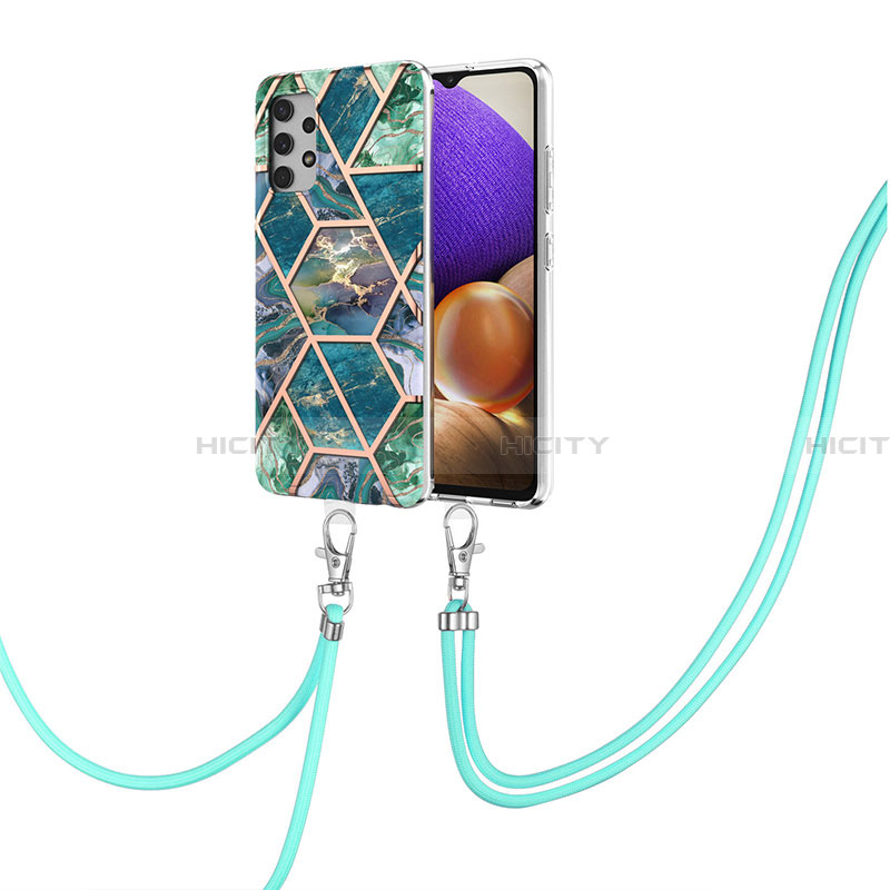 Handyhülle Silikon Hülle Gummi Schutzhülle Flexible Modisch Muster mit Schlüsselband Lanyard Y01B für Samsung Galaxy A32 4G