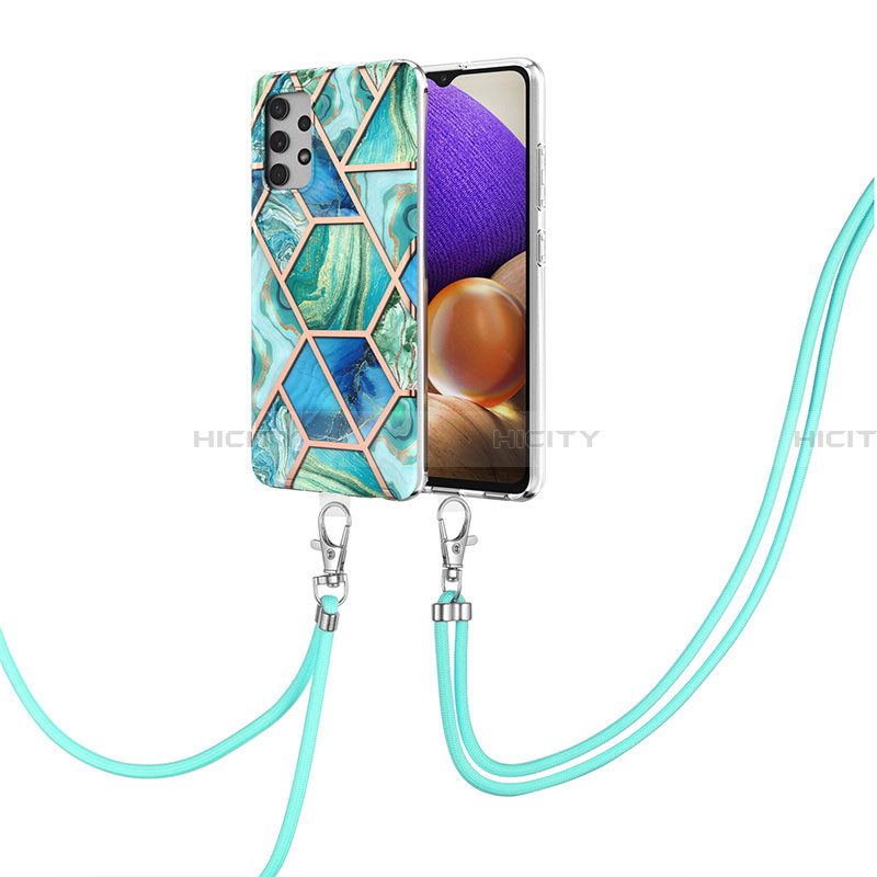 Handyhülle Silikon Hülle Gummi Schutzhülle Flexible Modisch Muster mit Schlüsselband Lanyard Y01B für Samsung Galaxy A32 4G