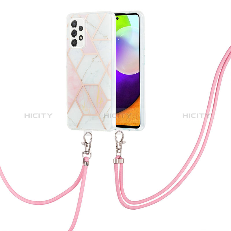 Handyhülle Silikon Hülle Gummi Schutzhülle Flexible Modisch Muster mit Schlüsselband Lanyard Y01B für Samsung Galaxy A52s 5G groß