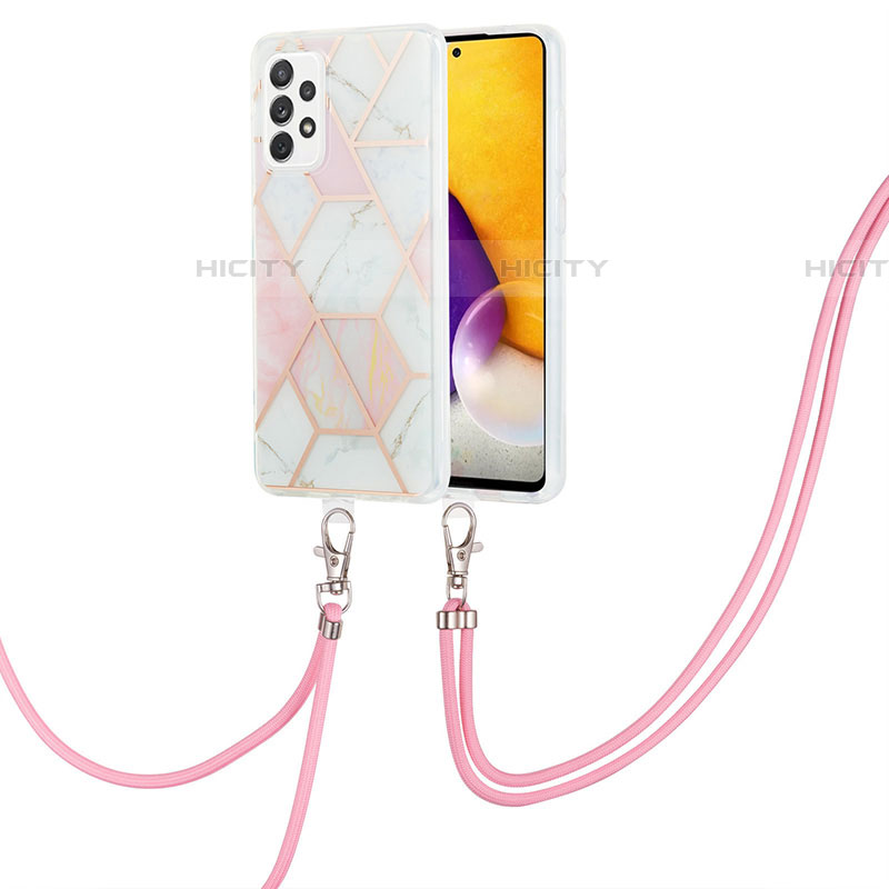 Handyhülle Silikon Hülle Gummi Schutzhülle Flexible Modisch Muster mit Schlüsselband Lanyard Y01B für Samsung Galaxy A53 5G groß