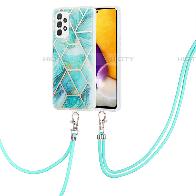 Handyhülle Silikon Hülle Gummi Schutzhülle Flexible Modisch Muster mit Schlüsselband Lanyard Y01B für Samsung Galaxy A53 5G groß