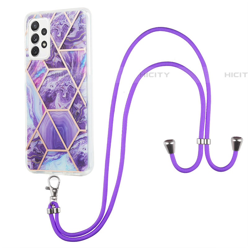 Handyhülle Silikon Hülle Gummi Schutzhülle Flexible Modisch Muster mit Schlüsselband Lanyard Y01B für Samsung Galaxy A53 5G