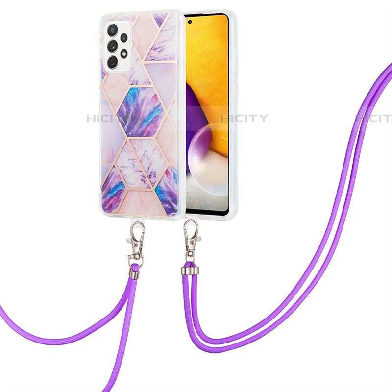 Handyhülle Silikon Hülle Gummi Schutzhülle Flexible Modisch Muster mit Schlüsselband Lanyard Y01B für Samsung Galaxy A53 5G Grün Plus