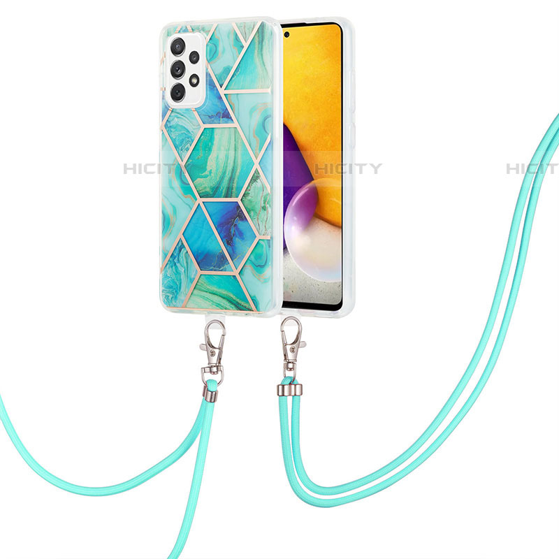 Handyhülle Silikon Hülle Gummi Schutzhülle Flexible Modisch Muster mit Schlüsselband Lanyard Y01B für Samsung Galaxy A53 5G Helles Lila