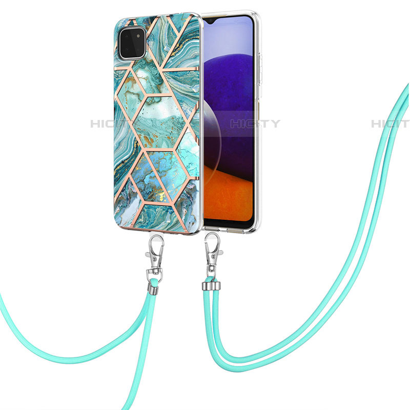 Handyhülle Silikon Hülle Gummi Schutzhülle Flexible Modisch Muster mit Schlüsselband Lanyard Y01B für Samsung Galaxy F42 5G groß