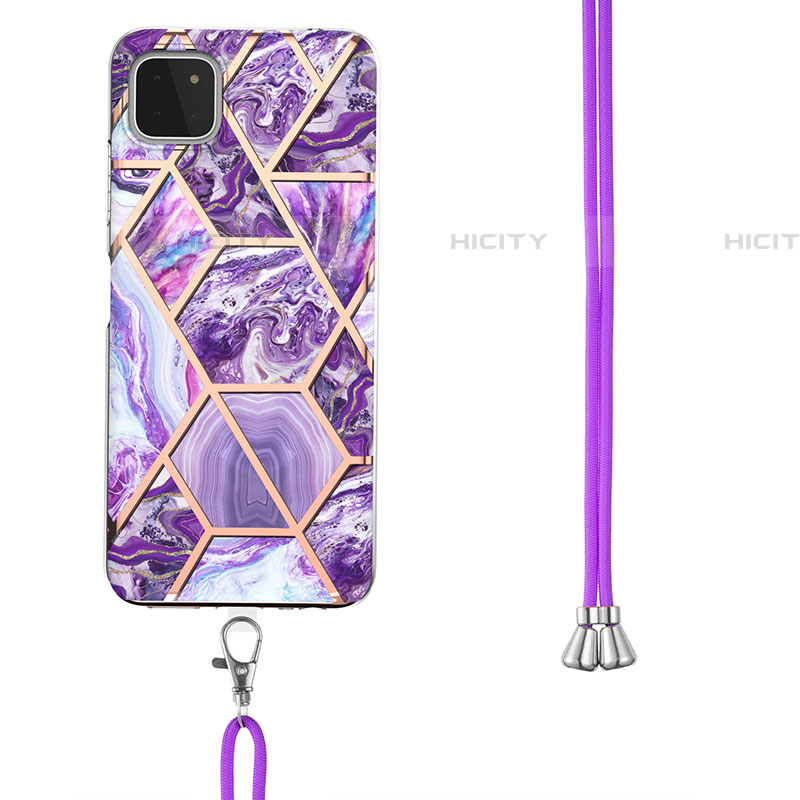 Handyhülle Silikon Hülle Gummi Schutzhülle Flexible Modisch Muster mit Schlüsselband Lanyard Y01B für Samsung Galaxy F42 5G