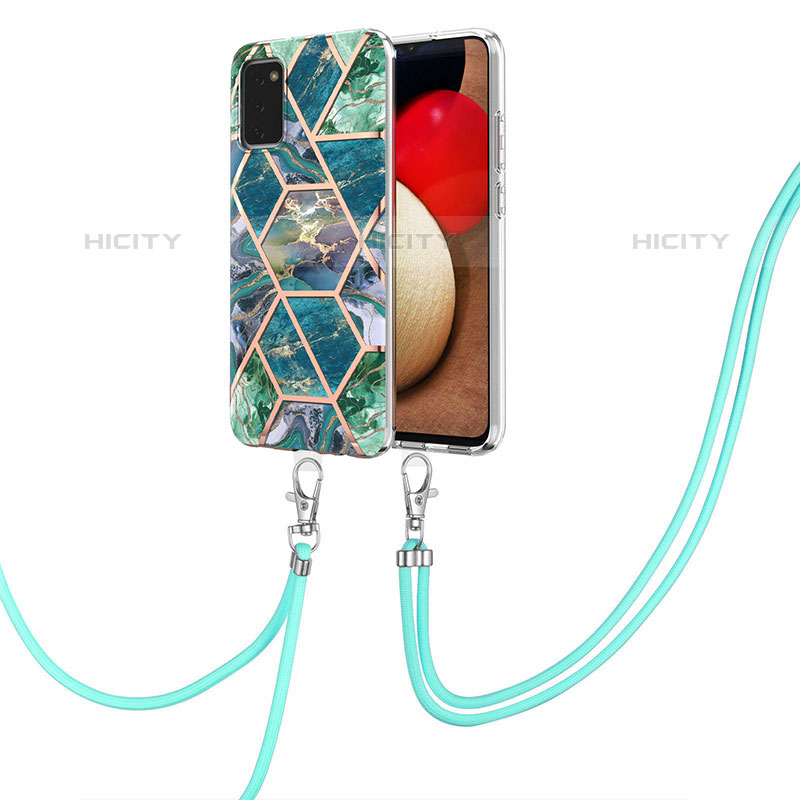 Handyhülle Silikon Hülle Gummi Schutzhülle Flexible Modisch Muster mit Schlüsselband Lanyard Y01B für Samsung Galaxy M02s groß