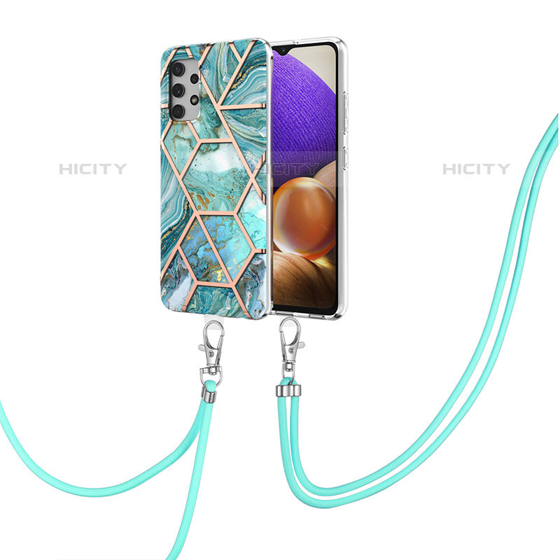 Handyhülle Silikon Hülle Gummi Schutzhülle Flexible Modisch Muster mit Schlüsselband Lanyard Y01B für Samsung Galaxy M32 5G