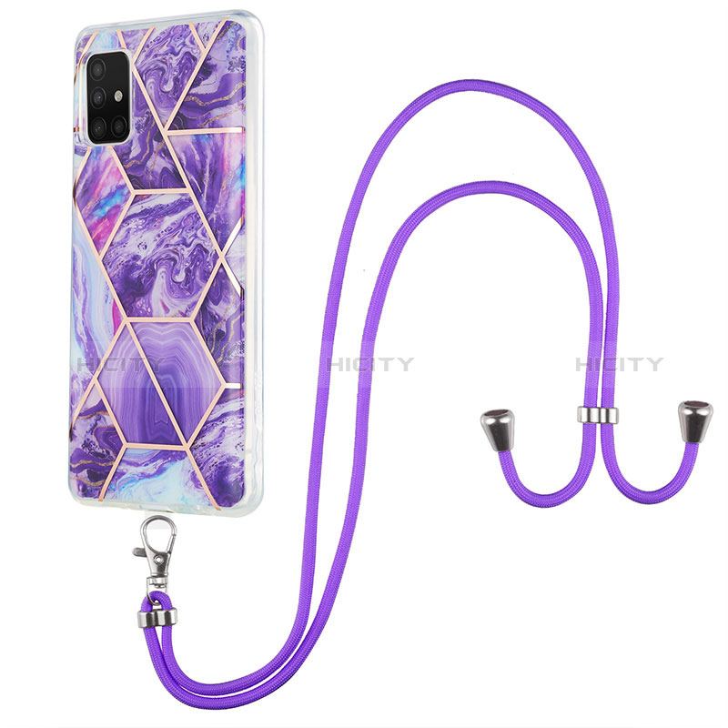 Handyhülle Silikon Hülle Gummi Schutzhülle Flexible Modisch Muster mit Schlüsselband Lanyard Y01B für Samsung Galaxy M40S groß